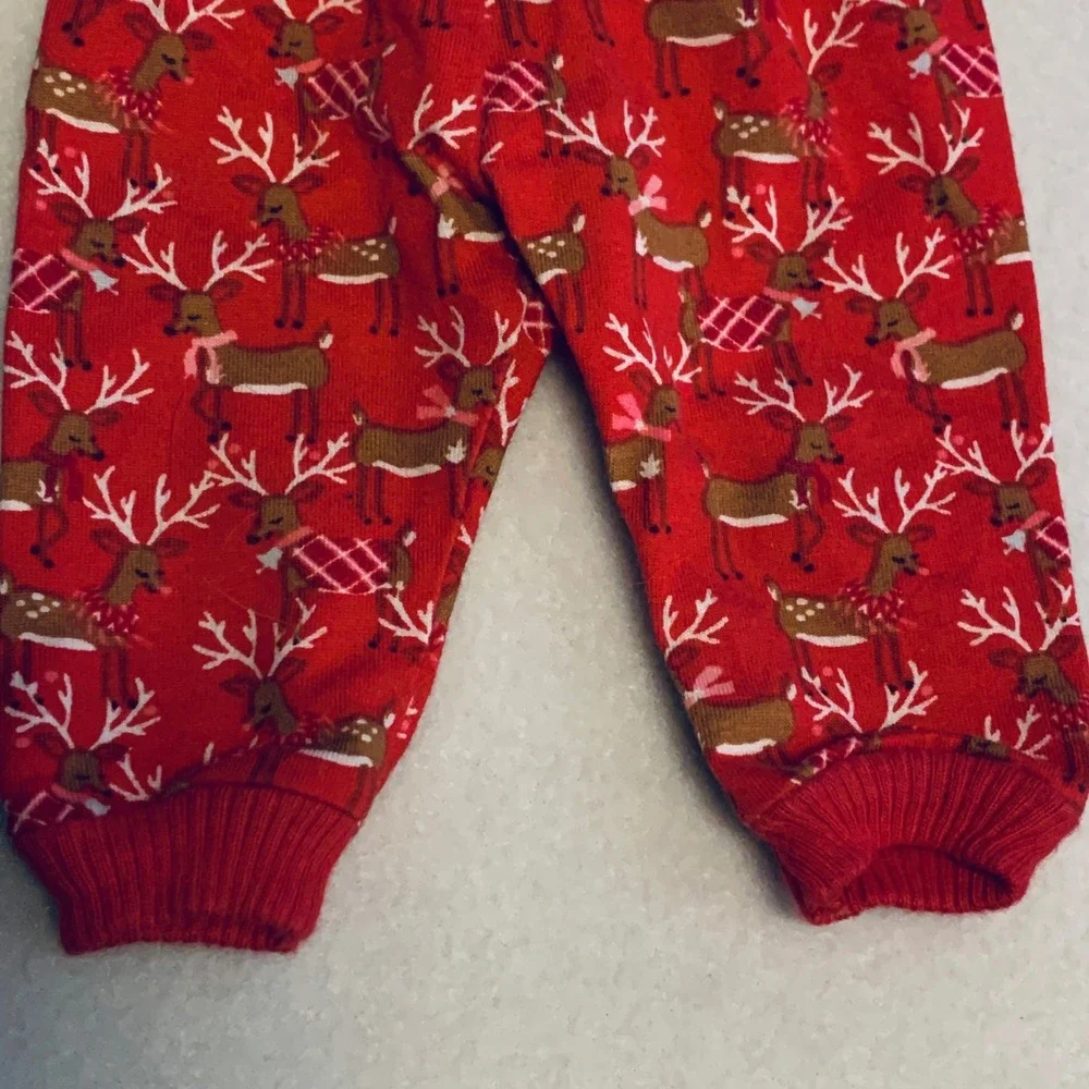Bitty Baby Doll Pajama Pants Red Festive Reindeer Holiday Print American Girl‎